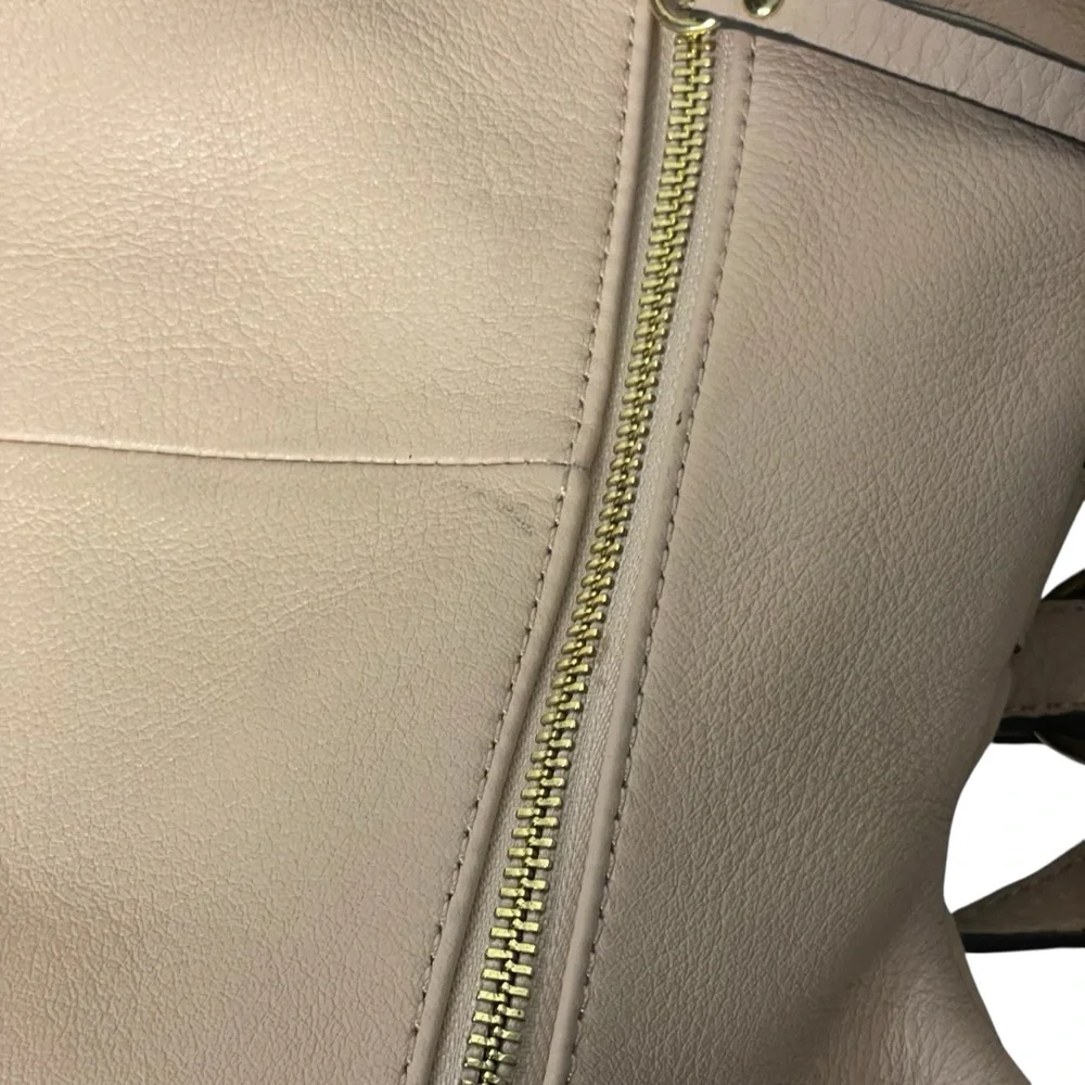 G.I.L.I Pink Blush Leather Tassel Flap Convertible Backpack Hobo Handbag